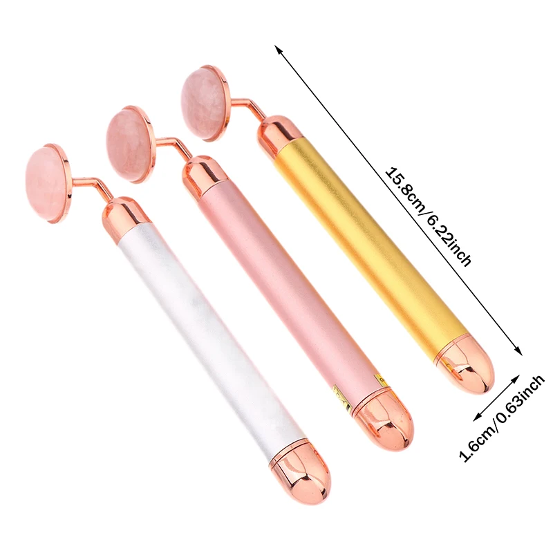 Natural Stone Rose Gold Electric Roller Original Amethyst Quartz Jade Big Frequency Eye Massage Face Care Neck Detox Beauty Tool