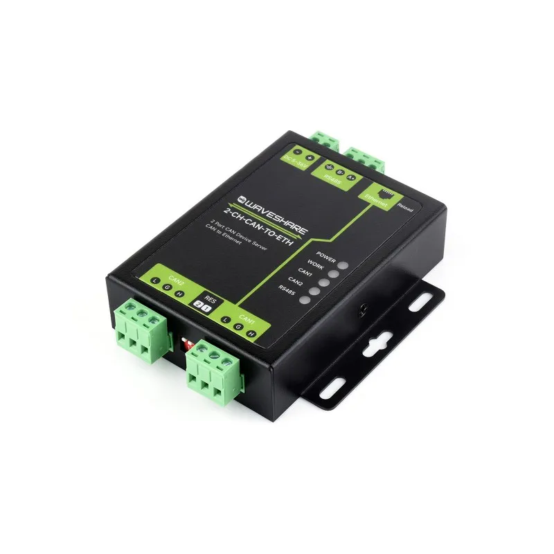 Industrial Grade 2-Ch CAN To Ethernet Server, 2-Ch CAN + RS485 + Ethernet Port, Supports CAN Repeater CAN To RS485, Dual SOCKET