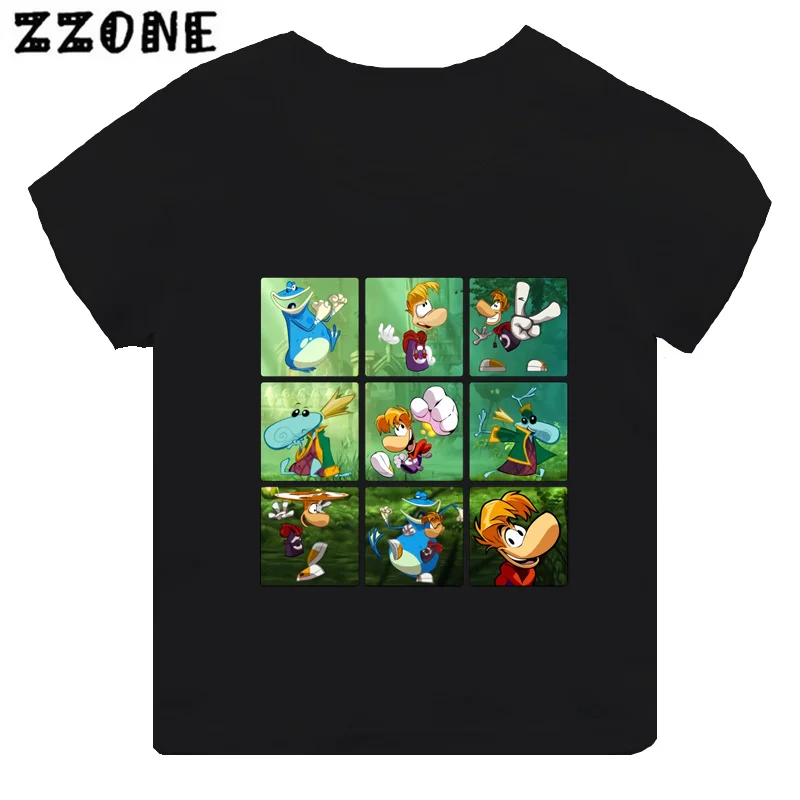 Rayman Legends Adventures Game Print Kids T-shirt Funny Girls Clothes Baby Boys Black Short Sleeve T shirt Children Tops,TH5886