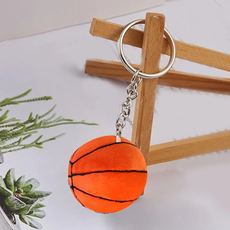 Fashion Plush Football/Basketball Charm Keychain Haning Ornament Keyring Sweet Cool Pendant Decoration for Bag Backpack