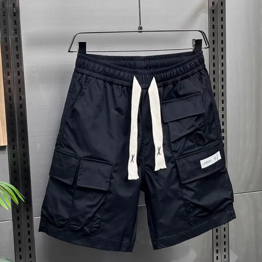 Breathable Men Shorts Quick-drying Cargo Shorts Quick-drying Men\'s Elastic Waist Cargo Shorts Multi-pocketed Wide Leg for Summer