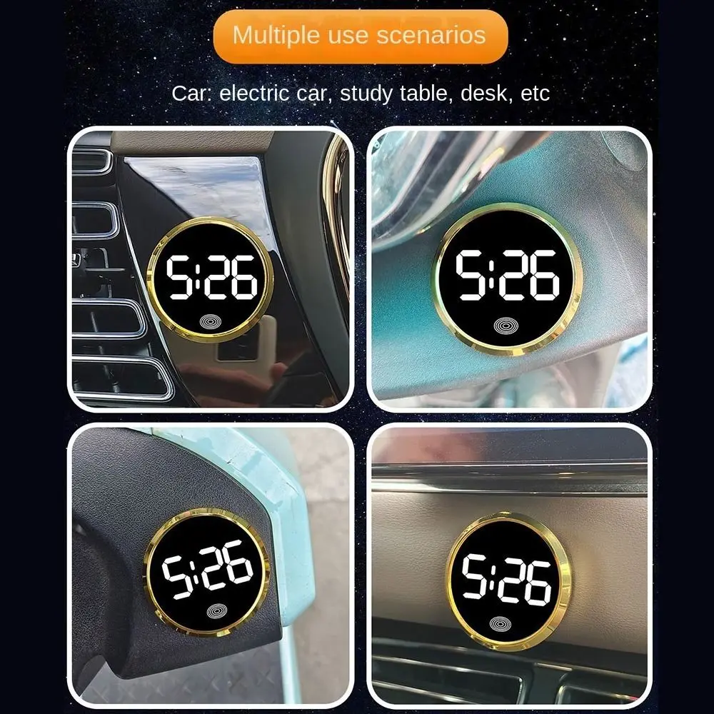 الإبداعية اللمس المنشط لوحة سيارة على مدار الساعة LED عرض الوقت الجدة ساعة رقمية بسيطة صغيرة مضيئة سيارة على مدار الساعة المنزل/المكتب #5