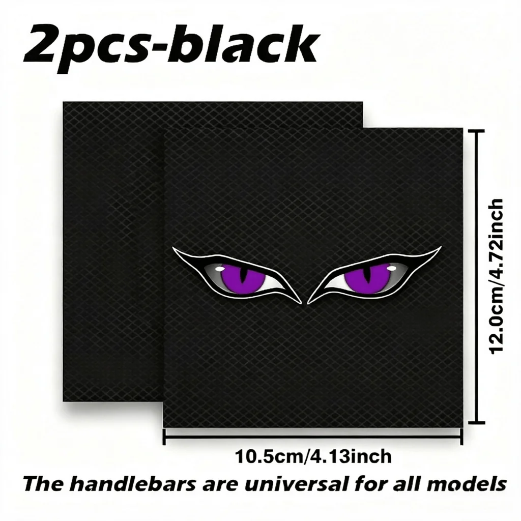 2Pcs 2D Flat Evil Cat Eyes Handlebar Vinyl Sticker, Waterproof Decal for Motorcycle Scooter Bike Decor, Holiday Gift