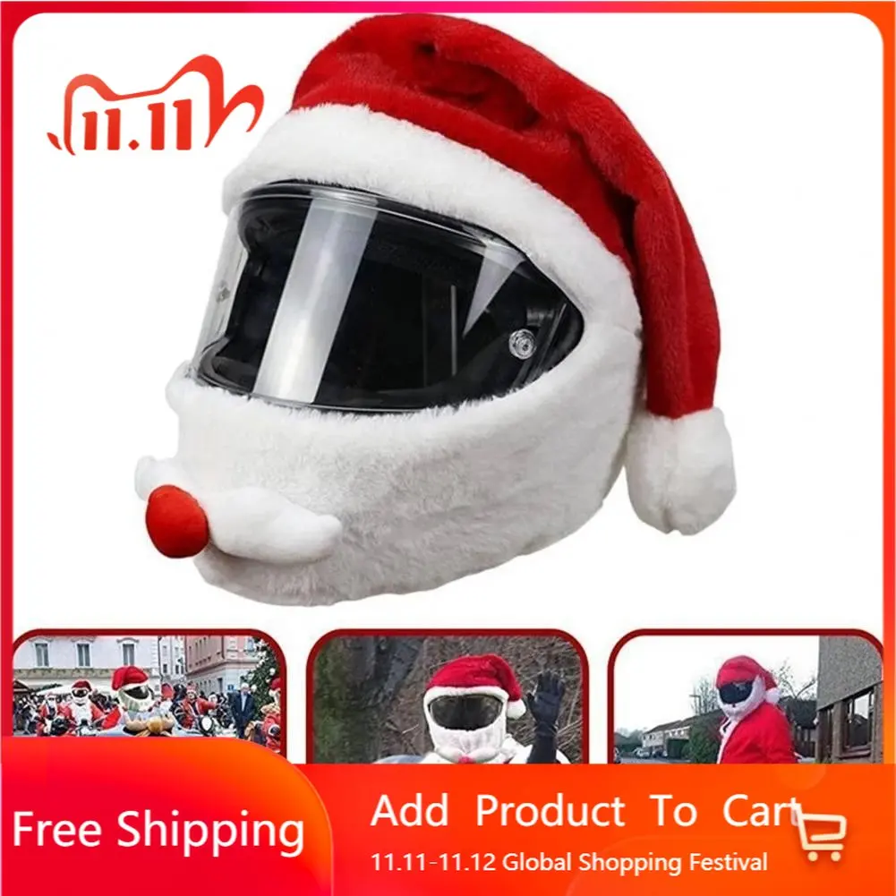 

New Motorcycle helmet christmas hat Plush Handmade Cute Helmet Cover Christmas Style Festive Touch Helmet hood Sleeve