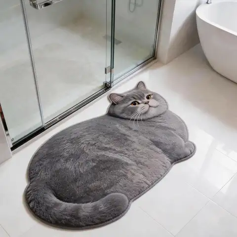 3D Sevimli Kedi Şekilli Diatomit Banyo Paspası Süper Emici Kaymaz Hızlı Kuruyan Banyo Kapı Paspası Kedi Severler İçin Ev Dekor Hediyesi