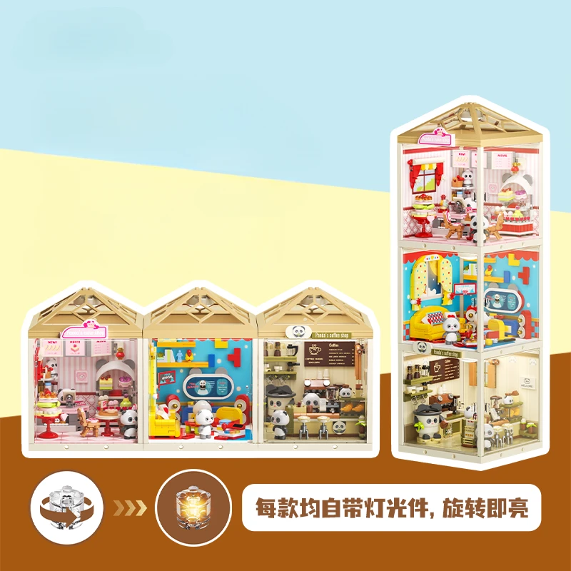 Super Town Girls Play House Stacking House Building Blocks Building Children's Assembled Toys Model Ornaments Holiday Gift