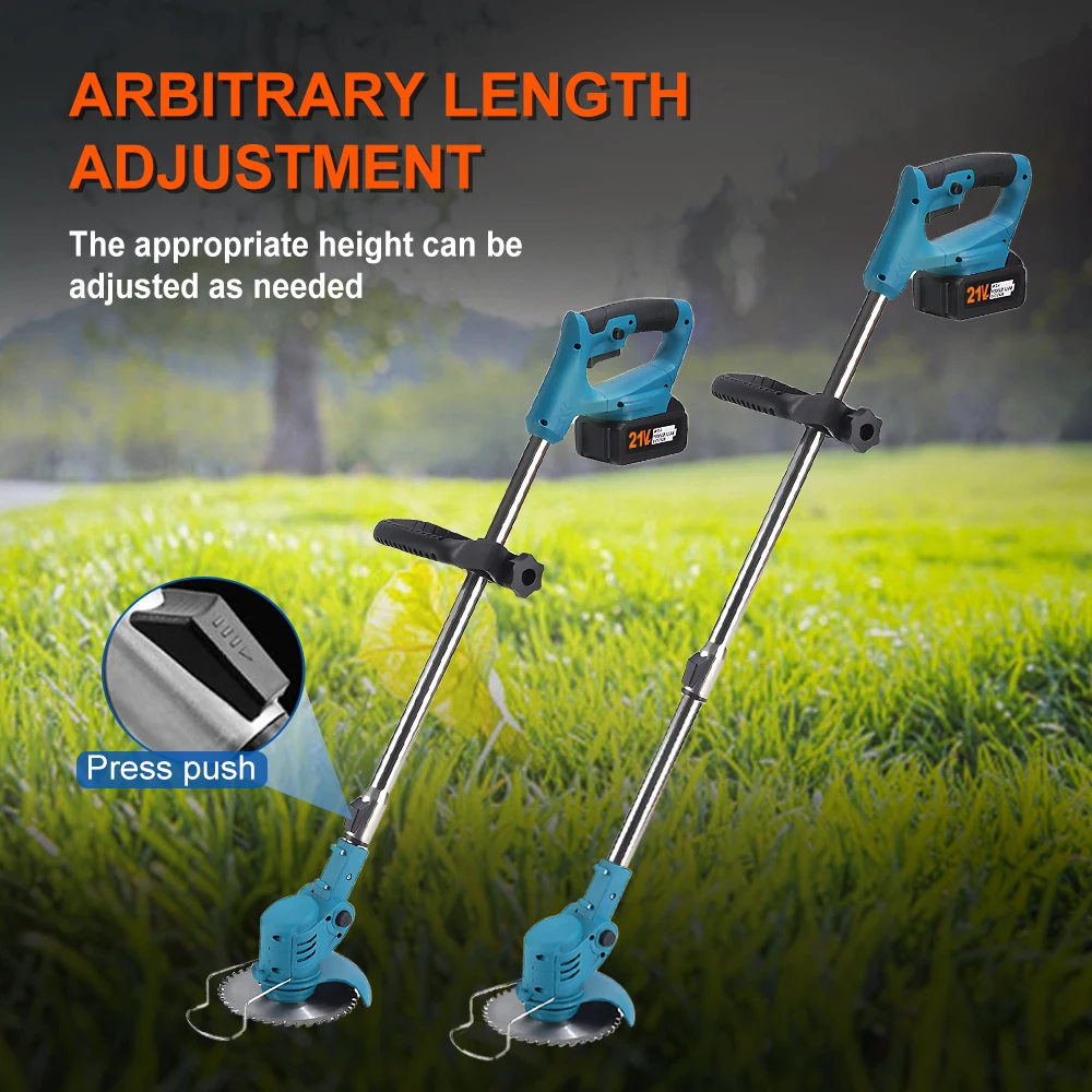 Tagliaerba elettrico portatile Degreat, con lama regolabile in lunghezza, senza fili, per tagliare l’erba in giardino, compatibile con batteria Makita 21V.