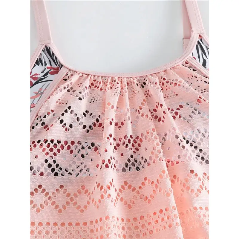 Hot Kf-Two Piece Tankini Swimsuit For Women Tummy Control Bathing Suit With Boy Shorts Blouson Swimwear