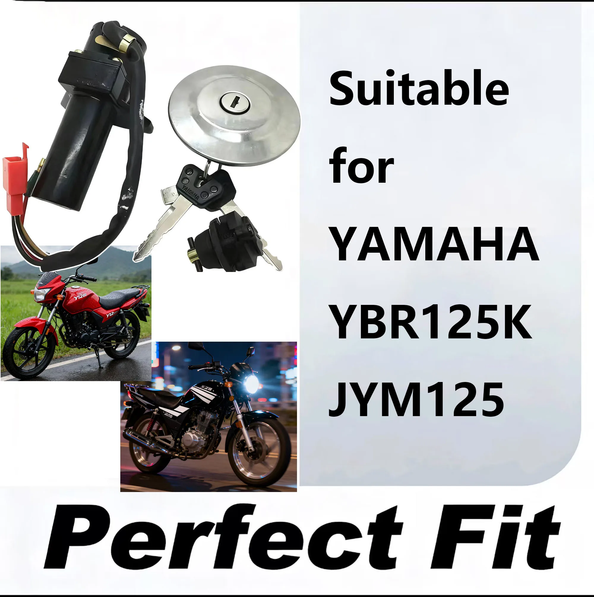 

Комплект замка ключа топливного клапана мотоцикла, крышка замка переключателя зажигания, пусковой переключатель, подходит для Yamaha Ybr125K Jym125