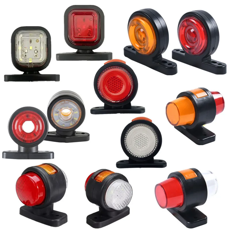 2PCS Double Side Lights Truck LED Clearance Marker Lights Waterproof LED Outline Lamp Car Rear Stop Turn Signal Warning Light