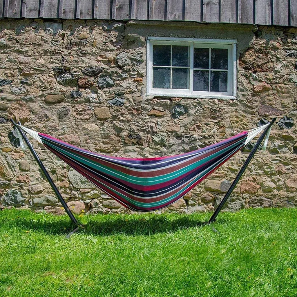 Portable Outdoor Hammock Indoor Yard Striped Hanging Large Chair Hammocks Camping Sleeping Swing Hanging Bed Without Shelf