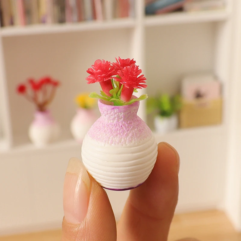 1 Pc Resin Mini Vase Small Mouth Vase Flowerpot Garden Ornament DIY Micro Landscape Desk Decoration Home Decoration Accessories