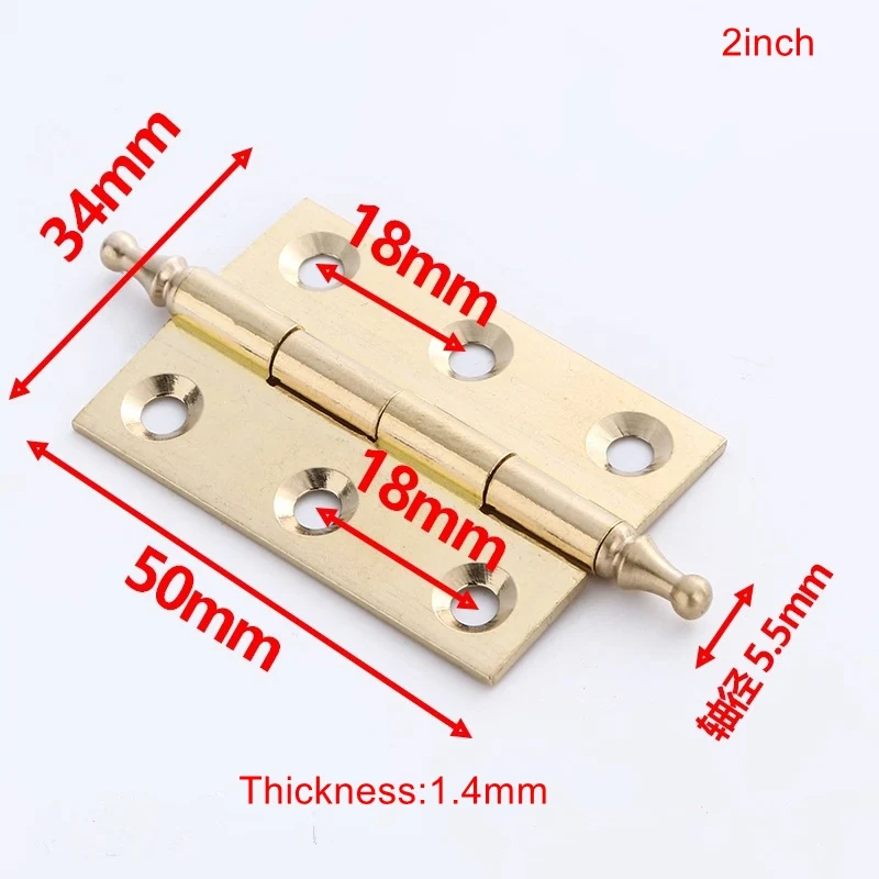 Brushed Brass Decorative Cabinet Cupboard Door Butt Hinges Gold 2\
