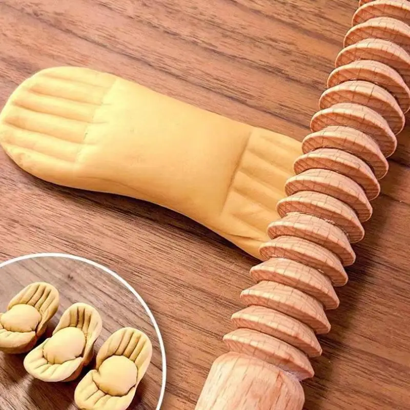 【HG】Creative Rolling Pin With Screw Thread Design Wooden Embossing Roller Threaded Decoration Pastry Kitchen Baking Supplies