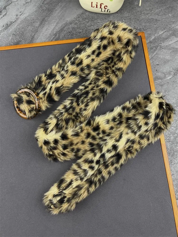 여성용 빈티지 인조 모피 레오파드 코르셋 여성용 허리띠 코트 허리띠 드레스 장식 와이드 벨트 J1624