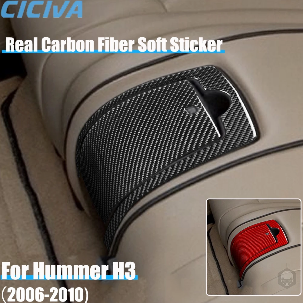 

Real Carbon Fiber Car Accessories Rear Cup Holder Decorative Trim Cover Soft Sticker For Hummer H3 2006 2007 2008 2009 2010