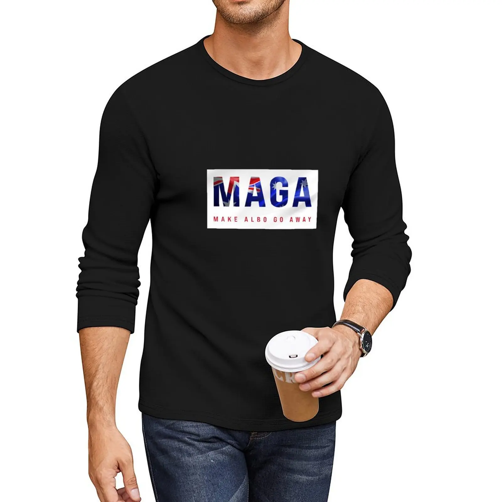 MAGA: Make Albo Go Away Long T-Shirt oversized t shirt customized t shirts sweat shirts anime clothes Men's clothing