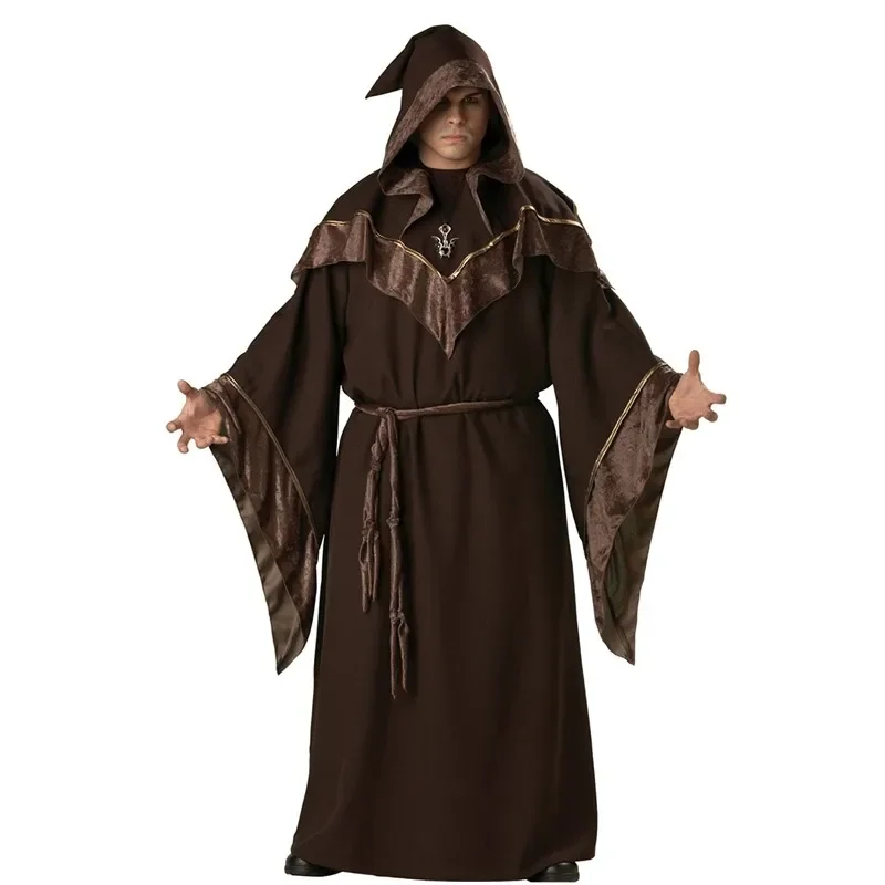 Adult Pastor Godfather Male Wizard Cosplay Costume Halloween Party Stage Performance Religious Priest Monk Robe Dress