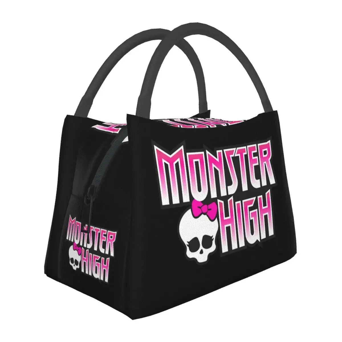 Monster High Doll Pretty Pink Pattern Lunch Bags Insulated Bento Box Lunch Tote Picnic Bags Cooler Thermal Bag for Woman Travel