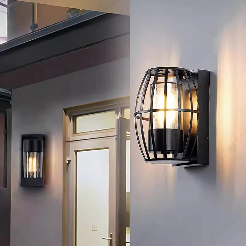 

New LED Outdoor Wall Lamp E27 Bulb Courtyard Villa Balcony Shop Number Lamp Lighting