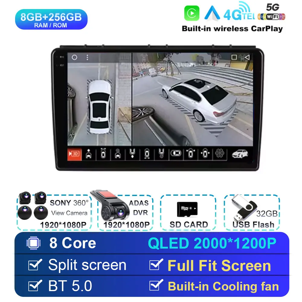 9 inch autoradio Android 15 draadloze Carplay voor Saab 3 2007-2011 multimediaspeler video stereo GPS navigatiescherm 4G WIFI