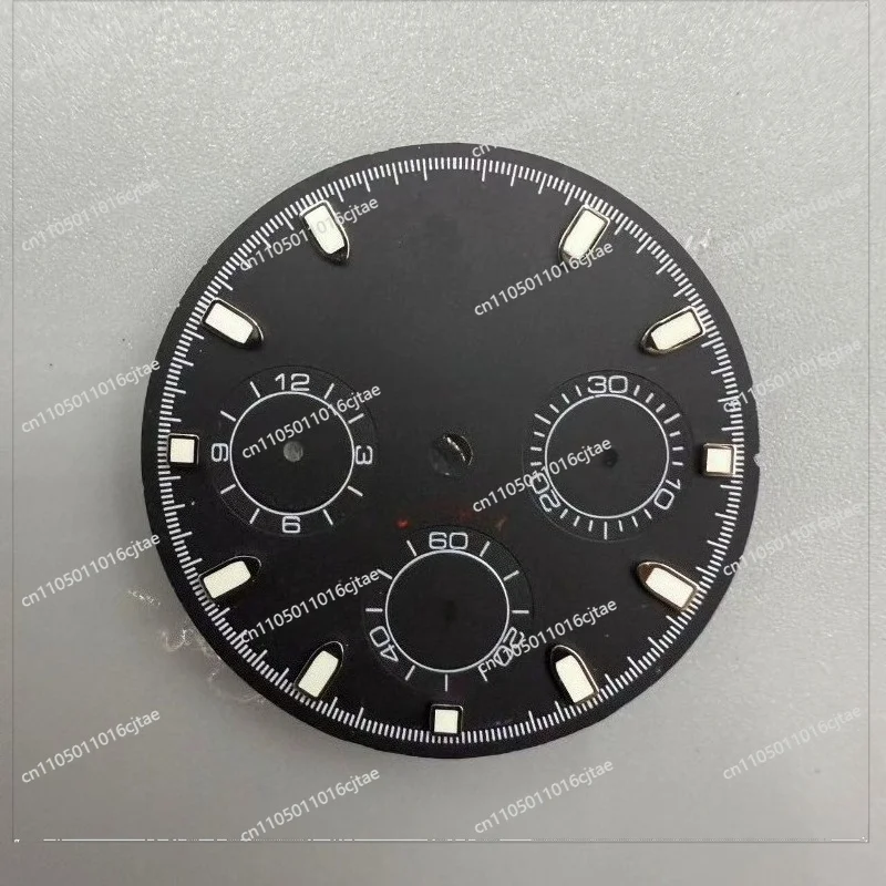 For VK63 Quartz Movement Dial, Diameter 29.5mm Modified Multi-function Chronograph, Green Luminous Watch Accessories