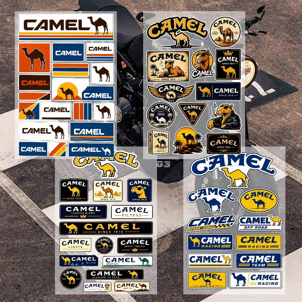 Vintage Desert Off Road Racing Sticker Camel Navy Yellow Animal Silhouette Badge Decals for Truck ATV
