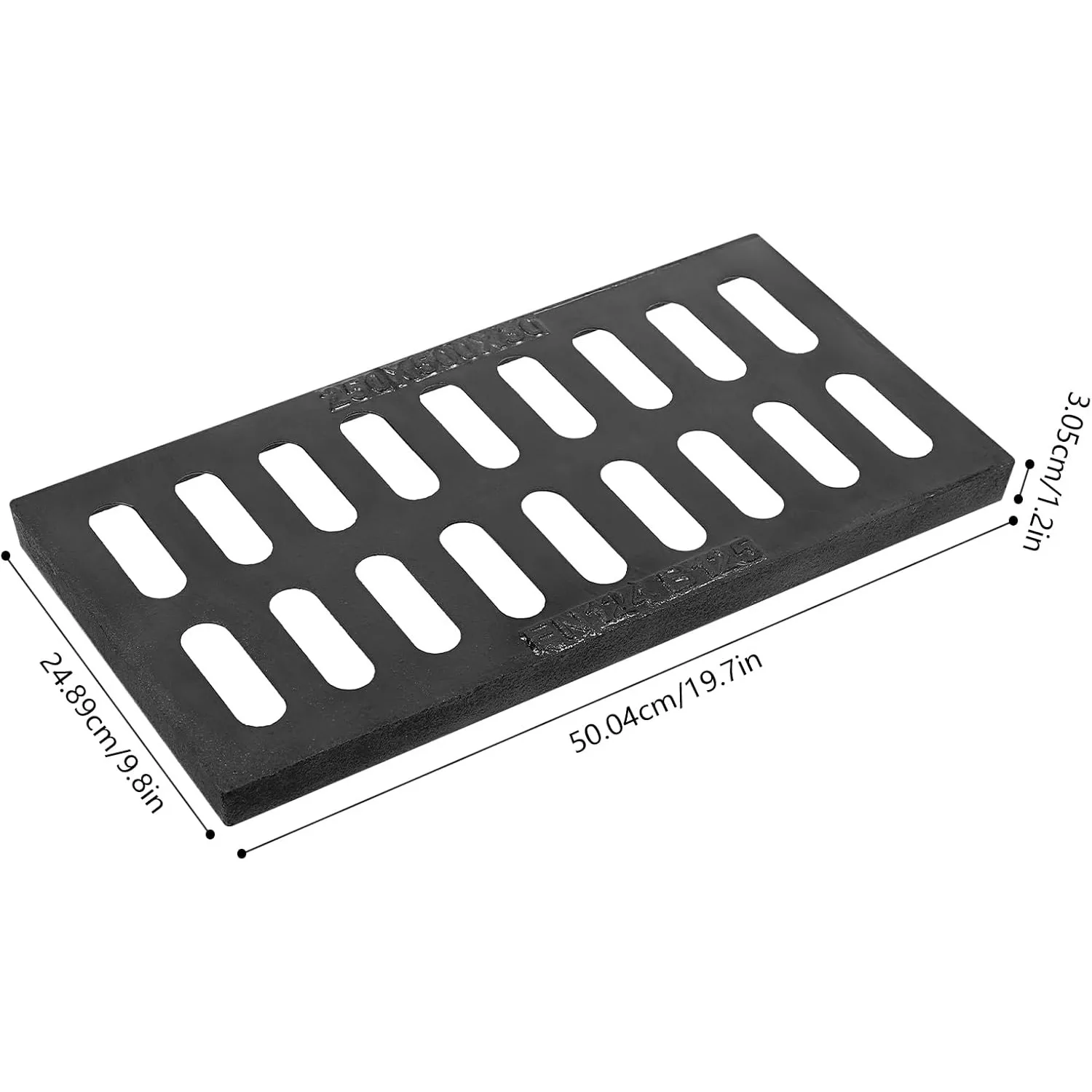 Griglia di scarico in ghisa, copertura di drenaggio del canale esterno, griglie di scarico per trincea in metallo da 20x10 pollici, griglia fognaria resistente