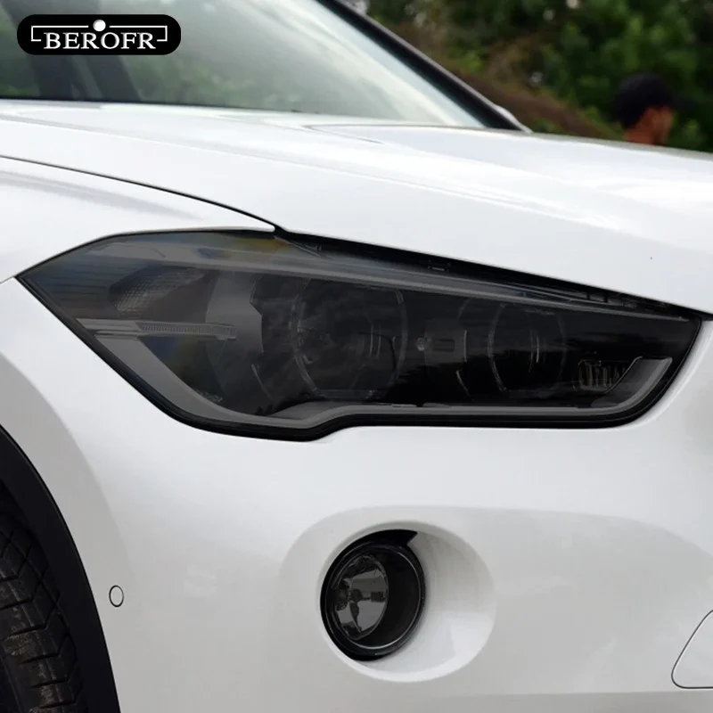 

2 шт. для BMW X1 F48 2015-н.в. Защитная пленка для фар автомобиля, дымчато-черная, прозрачная, из ТПУ, виниловая, аксессуары