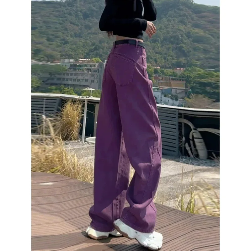 American Retro Curved-cut Jeans for Women in The New Autumn Style. Loose and Slimming Straight-leg Long Pants for Chubby Girls