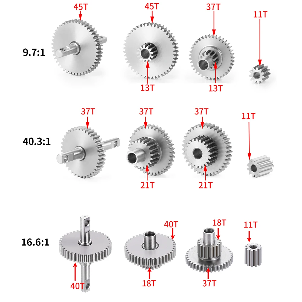 MIBIDAO Stainless Steel Transmission Gear Pinion Set High Low Standard Speed For 1/18 TRX-4M Bronco Defender RC Crawler Car