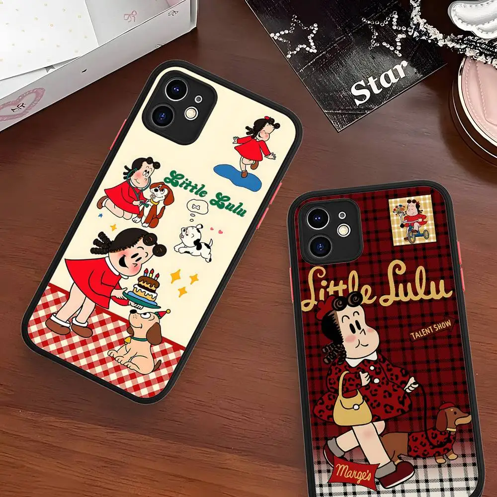 

Cute Little Lulu Matte Translucent Phone Case For Iphone 16 ProMax 15 14 13 12 11 X XS PRO Plus