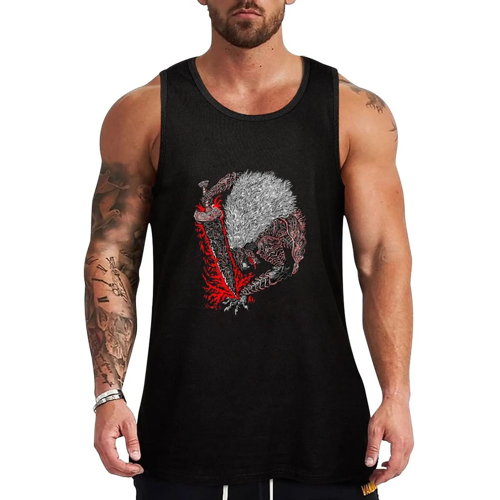 

Maliketh, The Black Blade Tank Top Loose Casual Tank Top Soft Breathable Sleeveless Tee