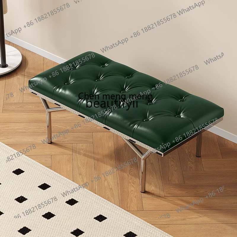 Light Luxury Genuine Leather High-end Shoe Changing Stool Home Long bench Bedroom Bed End Stool Clothing Store Rest Stool