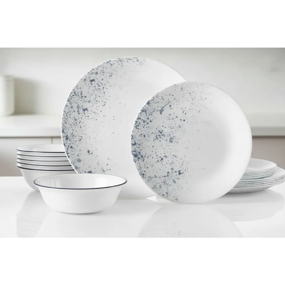 

18-Piece Dinnerware Set for 6, Chip-Resistant Triple Layer Glass Plates & Bowls, Lightweight & Durable, Modern Home Dining