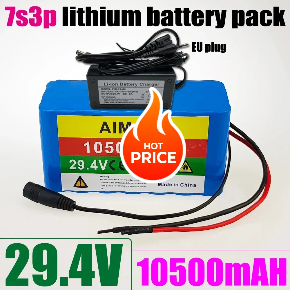

29.4V 10.5Ah 7S3P 18650 Li-Ion Battery Pack Lithium Batteries for Electric Motor Bicycle Ebike Sccooter Toys Drill