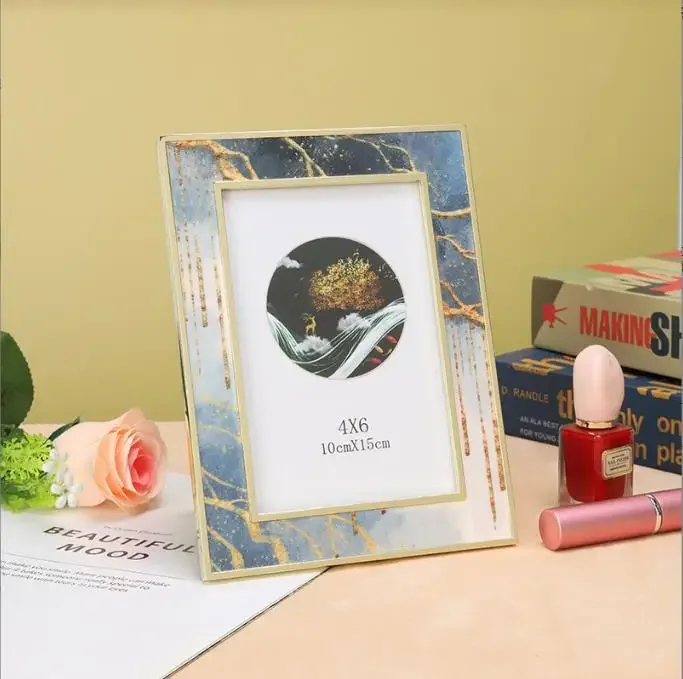 fashion 6/7 inches silver white Metal photo Frames Picture Photocard Holder Photo Frame for desktop decoration
