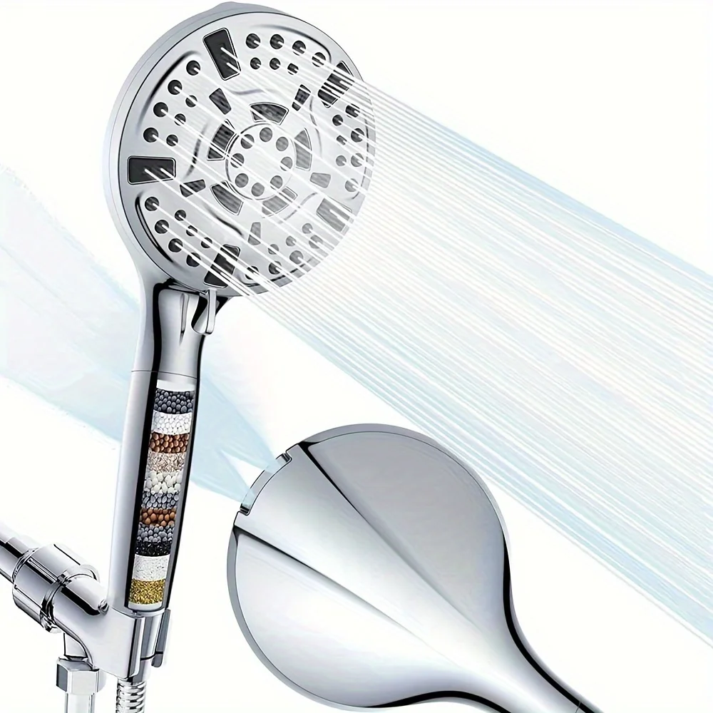 1pc High Pressure 10 Spray Modes Handheld Shower Head with 20 Stage Shower Filter - Bathroom Hardware & Accessories for Chlorine