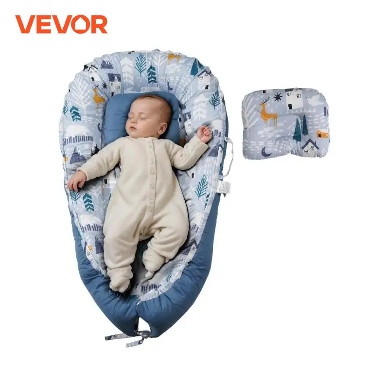 VEVOR Baby Lounger Baby Nest for Co Sleeping Newborn Baby Lounger Cotton Breathable Adjustable Baby Crib In Bed Portable Home