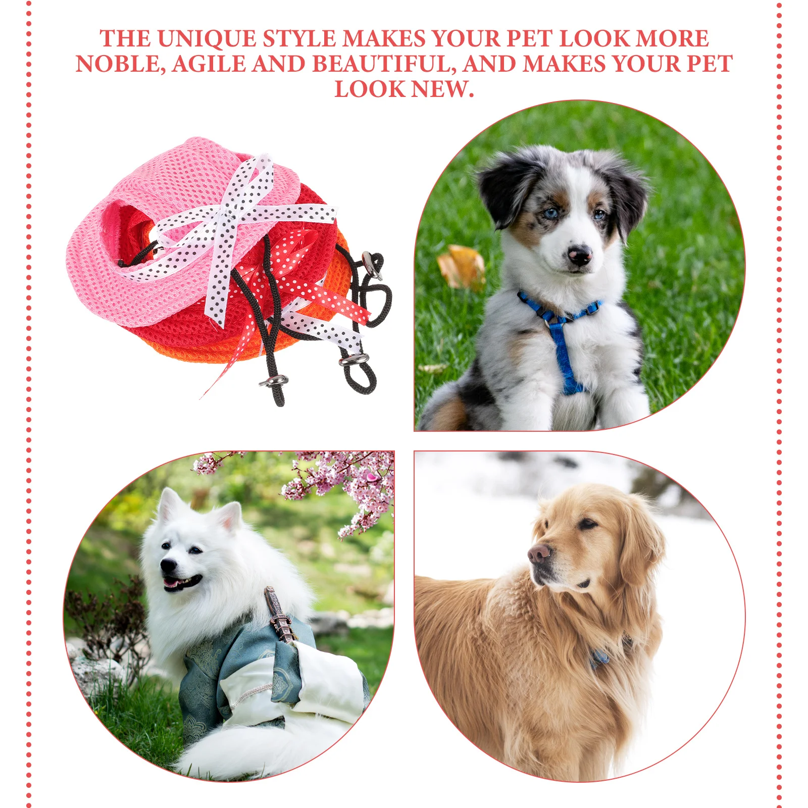 

3Pcs Dog Sun Hat Lace Brim Pet Head Cover Cap Ear Holes Puppy Baseball Hat Protective Dog Hats for Small Dogs Puppy Cover