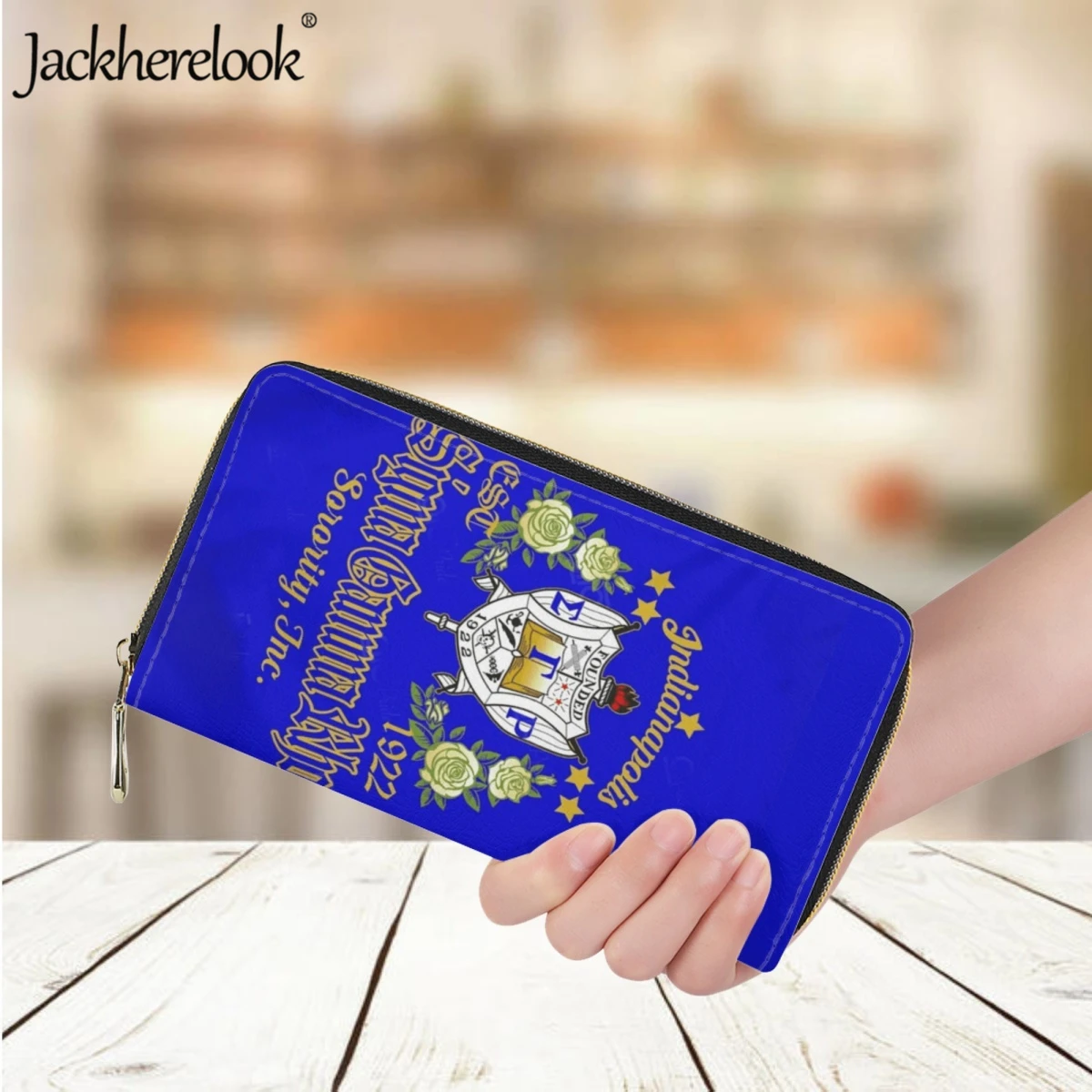 

Jackherelook Sigma Gamma Rho Sorority 1922 PU Leather Long Wallet for Women Luxury Brand Bank Card Holder Wallet Fashion Purse