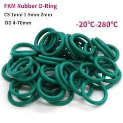 Thickness CS 1mm 1.5mm 2mm Green FKM Fluorine Rubber O Ring Gasket OD 4-70mm Round O-Rings Seal Washer Oil and Acid Resistant