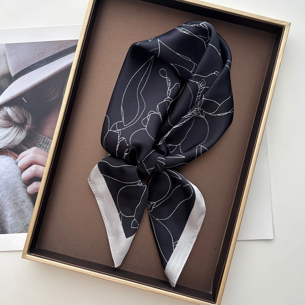 Design Print Scarf Silk Imitation Scarf for Women Square Hairbands Foulard Female Bandana Neck Kerchief Headbands 2026 New image 2
