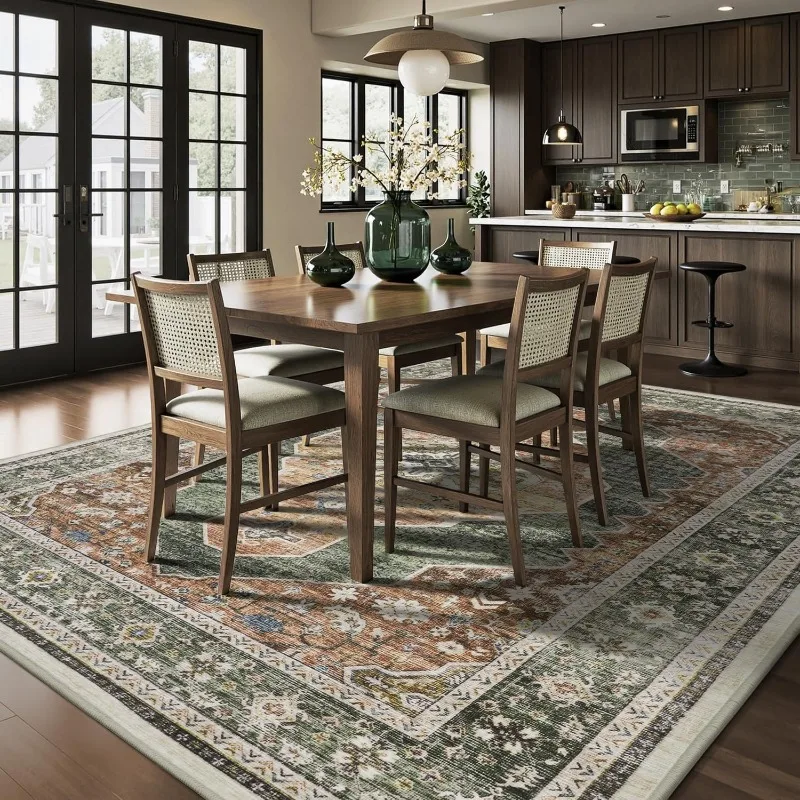 Nordic Style Living Room Carpet Retro Geometric Pattern Bedroom Rug Machine Washable Non-slip Fashion Luxury Coffee Table Mat 러그 view 4