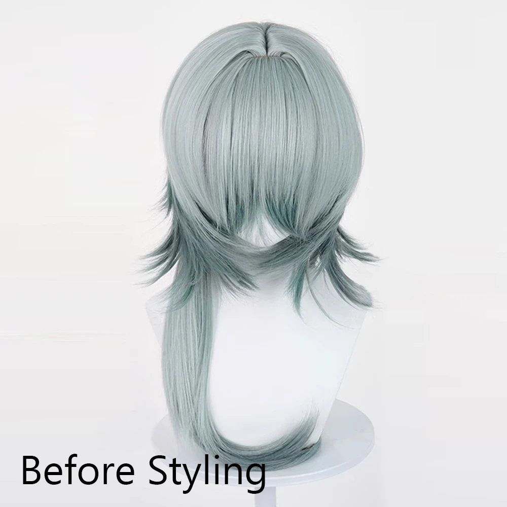 Picture 5: Honkai Star Rail Anaxagoras Wig Synthetic Long Straight Ombre Cyan Fluffy Game Cosplay Wig for Daily Party