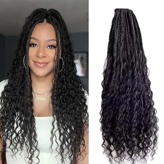 

14"-30" Crochet Boho Braids With Human Hair Curls EAYON HAIR