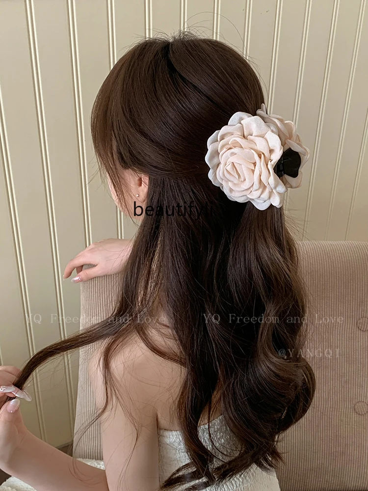 

New Dried Rose Flower Hair Clip Women's High Sense Flower-Shaped Hairpin for Updo Shark Hair Clip