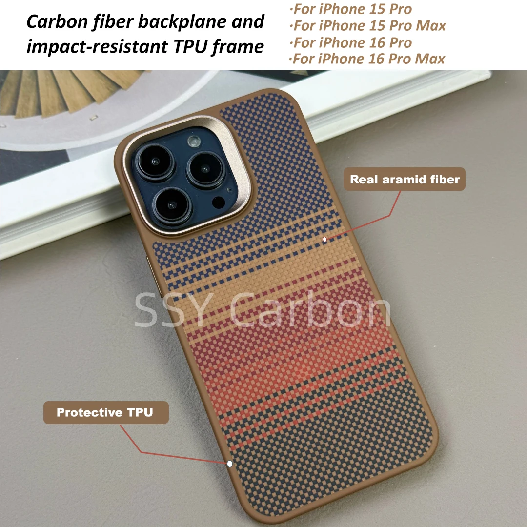 

Чехол из настоящего карбона для iPhone 15 Pro/16 Pro/16 Pro Max: Ударопрочный, из углеродного волокна и ТПУ, магнитный, тонкий и легкий, с эффектом без чехла