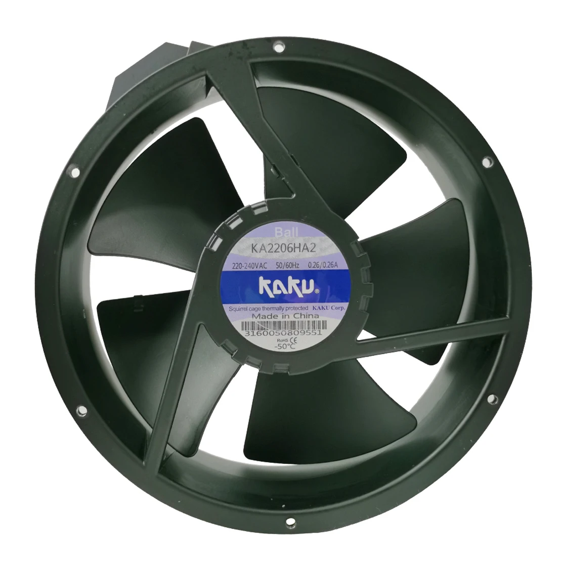 KA2206HA2 KA2206HA3 KA2206HA1 IP55 Waterproof AC Axial Fan 220x220x60mm 230V 0.18/0.25A Industrial Ventilation Fan