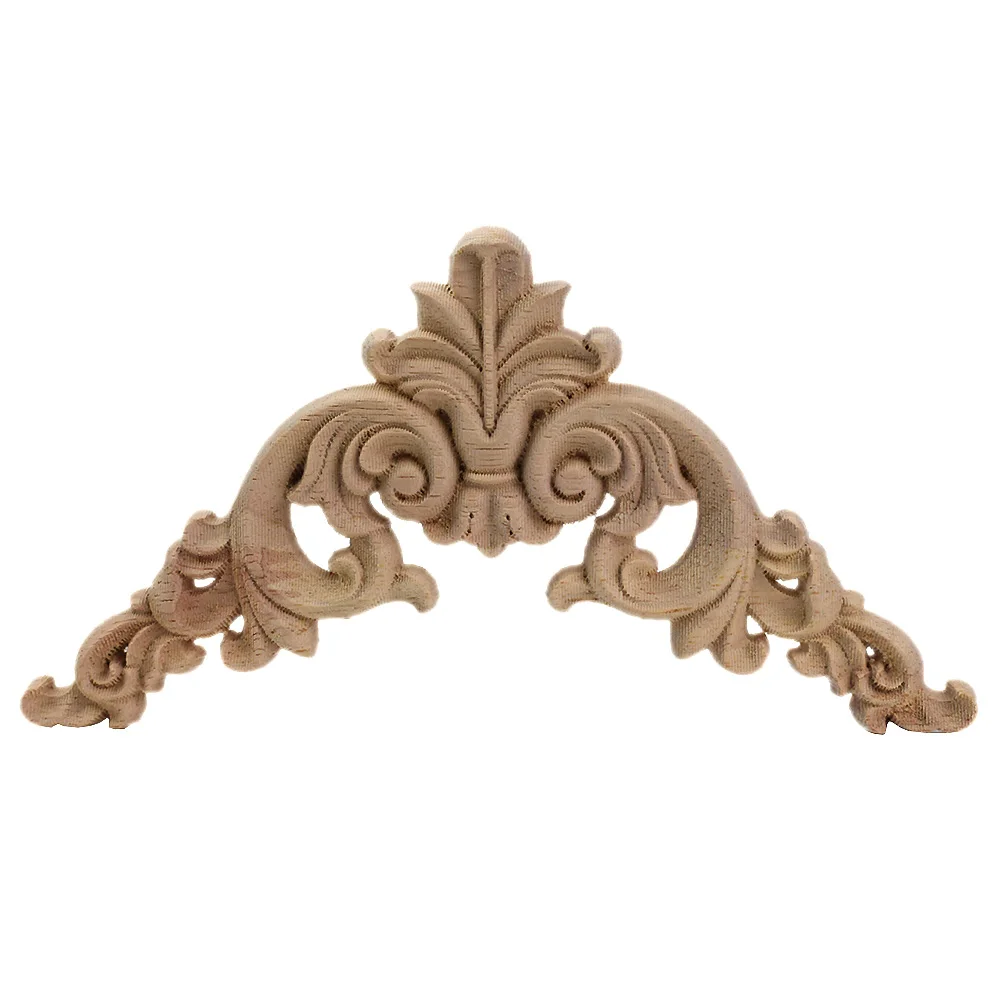 

12/15/20/25cm Natural Carved Antique Flower Wooden Corner Window Furniture Decal Frame Wood Applique Onlay Mouldings